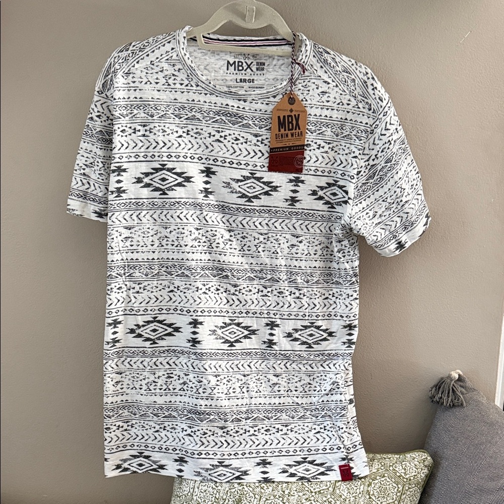 Men's Geometric Print Short Sleeve Tee - Black and White